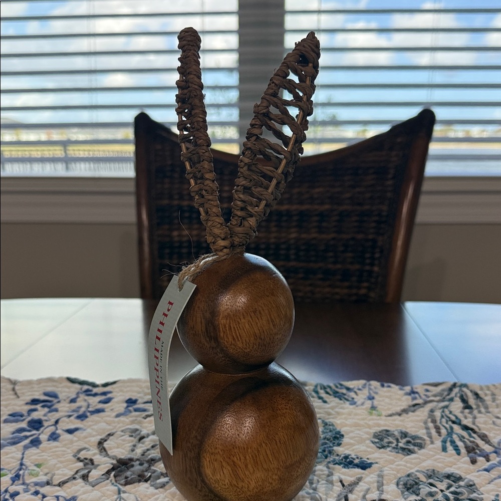 Rustic Brown Wooden Bunny Decor